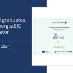 Banner showcasing Zelus' certificate of achievement for completing the SynergistEIC incubation programme